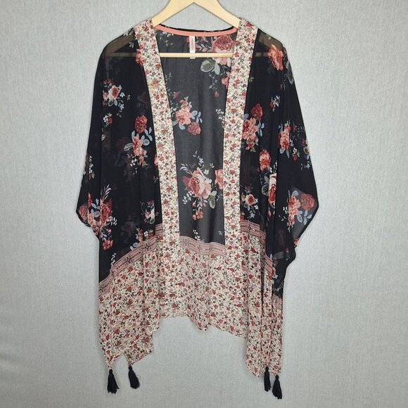 💙 Xhilaration Oversized Kimono Cardigan Size XL/2X/3X Cover Up Boho Cottage Hip - Picture 8 of 8